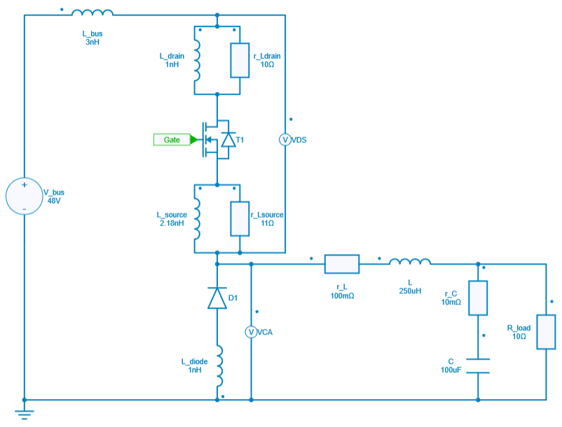 Ideal Buck Converter with parasitics